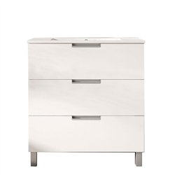 Mueble + lavabo arcena 80x45 cm blanco brillo 3 cajones con patas