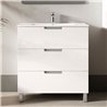 Mueble + lavabo arcena 80x45 cm blanco brillo 3 cajones con patas
