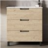 Mueble + lavabo arcena 80x45 cm roble mate 3 cajones con patas