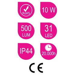 Aplique led pure 10w de 45 cm cromo brillo 4000 k abs