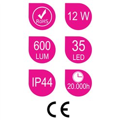 Aplique led pure 12w de 60 cm cromo brillo 4000 k abs