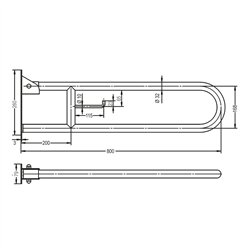 Asa seguridad abatible lisa de 80 cm cromo brillo acero inoxidable