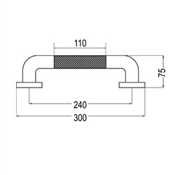 Asa seguridad antideslizante de 30 cm cromo brillo acero inoxidable