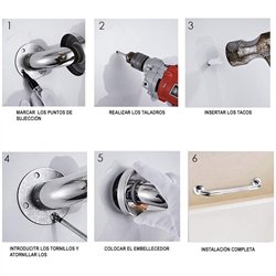 Asa seguridad antideslizante de 40 cm negro mate acero inoxidable