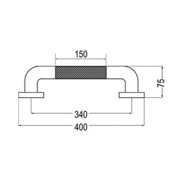 Asa seguridad antideslizante de 40 cm negro mate acero inoxidable