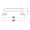 Asa seguridad lisa de 25 cm cromo brillo acero inoxidable
