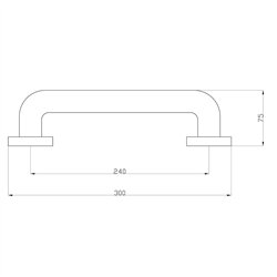 Asa seguridad lisa de 30 cm cromo brillo acero inoxidable