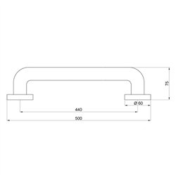 Asa seguridad lisa de 50 cm cromo brillo acero inoxidable