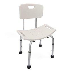 Asiento banqueta ducha con respaldo cuadrada blanco mate abs