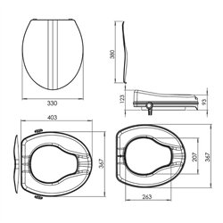 Asiento inodoro elevador wc redondo blanco mate abs