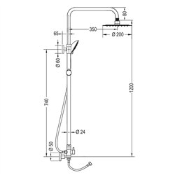 Columna sin grifería redonda 80-120 cm cromo brillo latón