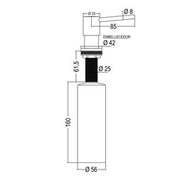 Dosificador de gel empotrar encimera negro mate abs