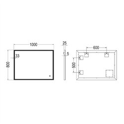 Compra Espejo led irús 25w rectangular de 100 cm x 80 cm 6000k
