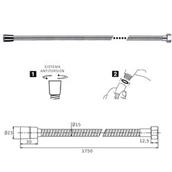 Flexo de 175 cm montecillo cromo brillo acero inoxidable