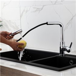Grifo cocina extraible monomando crucero cromo brillo latón