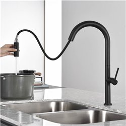 Grifo cocina extraible monomando pienza negro mate latón