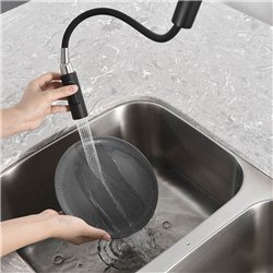 Grifo cocina extraible monomando pienza negro mate latón