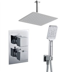 Grifo empotrado de ducha termostático castrobarto de techo cromo brillo latón