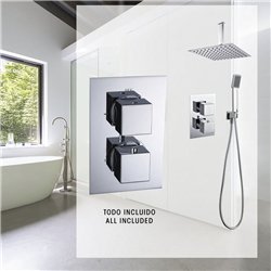 Grifo empotrado de ducha termostático castrobarto de techo cromo brillo latón
