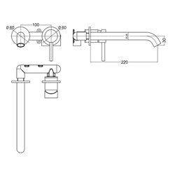 Grifo empotrado de lavabo monomando bezana cromo brillo latón