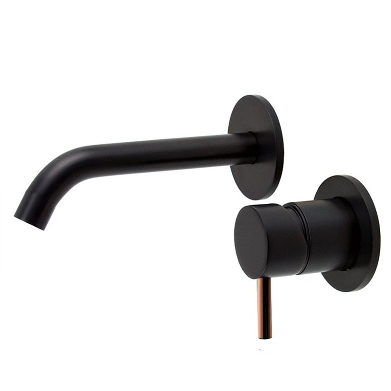 Grifo empotrado de lavabo monomando bezana negro oro rosa mate latón