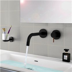 Grifo empotrado de lavabo monomando bezana negro oro rosa mate latón
