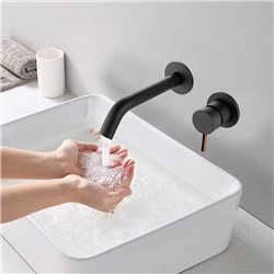 Grifo empotrado de lavabo monomando bezana negro oro rosa mate latón