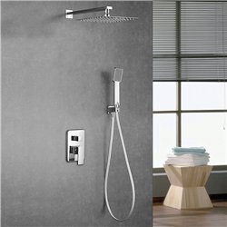 Grifo empotrado ducha monomando villavés pared cuadrado cromo brillo latón