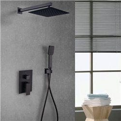Grifo empotrado ducha monomando villavés pared cuadrado negro mate latón