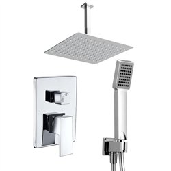 Grifo empotrado ducha monomando villavés techo cuadrado cromo brillo latón