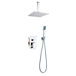 Grifo empotrado ducha monomando villavés techo cuadrado cromo brillo latón