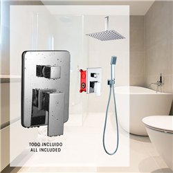 Grifo empotrado ducha monomando villavés techo cuadrado cromo brillo latón