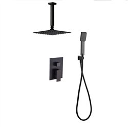 Grifo empotrado ducha monomando villavés techo cuadrado negro mate latón