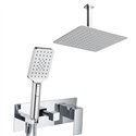 Grifo empotrado ducha monomando quevedo techo cuadrado cromo brillo latón