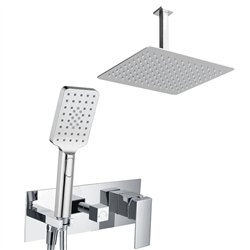 Grifo empotrado ducha monomando quevedo techo cuadrado cromo brillo latón