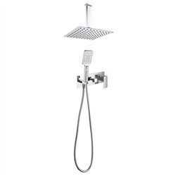 Grifo empotrado ducha monomando quevedo techo cuadrado cromo brillo latón