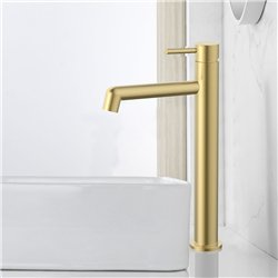 Grifo lavabo alto monomando rosales oro cepillado latón