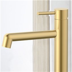 Grifo lavabo alto monomando rosales oro cepillado latón