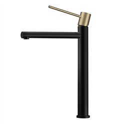 Grifo lavabo alto monomando bezana negro oro cepillado mate latón