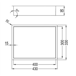 Hornacina rectangular de 40 x 30 cm grafito mate acero inoxidable