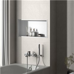 Hornacina rectangular de 60 x 30 cm blanco mate acero inoxidable