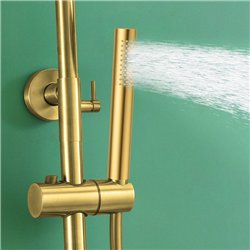 Maneral ducha de mano 1 posición cepillado redondo oro cepillado abs