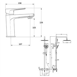 Pack columna y grifo termostático agüera cromo brillo latón