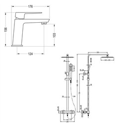 Pack columna y grifo termostático baranda cromo brillo latón