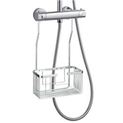 Portagel cesta rectangular con ganchos casares cromo brillo latón