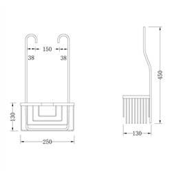 Portagel cesta rectangular con ganchos casares cromo brillo latón