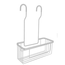 Portagel cesta rectangular con ganchos urria blanco mate latón