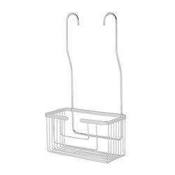 Portagel cesta rectangular con ganchos urria blanco mate latón