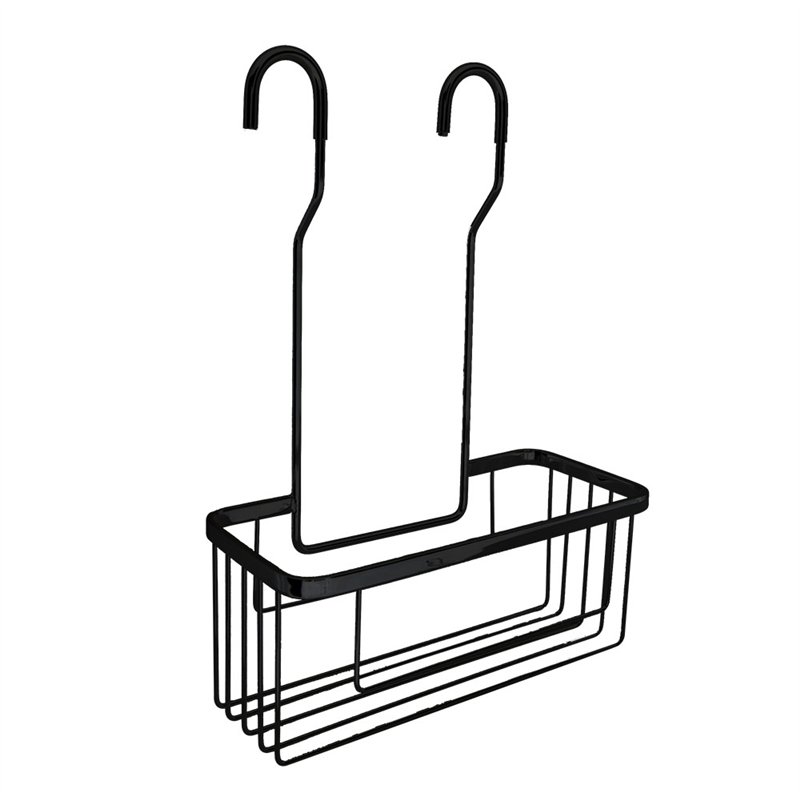 Portagel cesta rectangular con ganchos urria negro mate latón