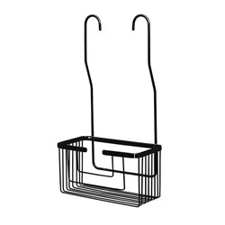 Portagel cesta rectangular con ganchos urria negro mate latón